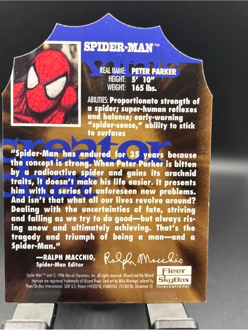 1996 Fleer Skybox Marvel Comics Wizard Spider-Man Chromium Die-Cut Card #8